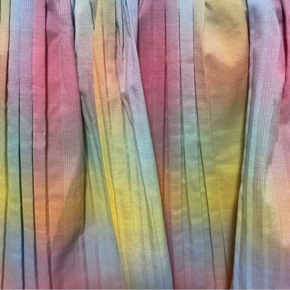 NWT Beatrice B Rainbow Fusion Pleated Square Neck Tiered Dress 4 - Picture 5 of 8